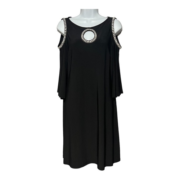 MSK Crystal Trimmed Cutout Dress Black Timeless Special Occasion Evening Wear - Picture 2 of 10